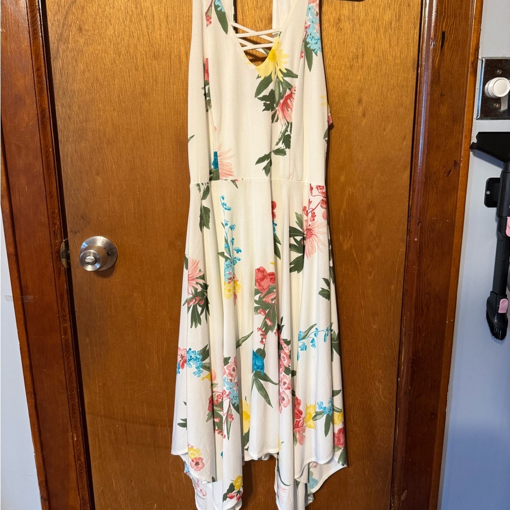 Candie's Floral Halter Dress with Pink and Green Accents